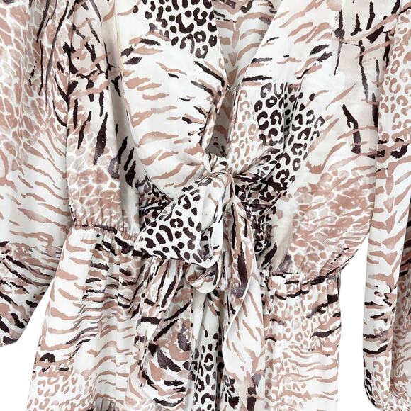 Buddy Love Sadie Tie Front Ruffle Dress Size Small Animal Print - Picture 5 of 8